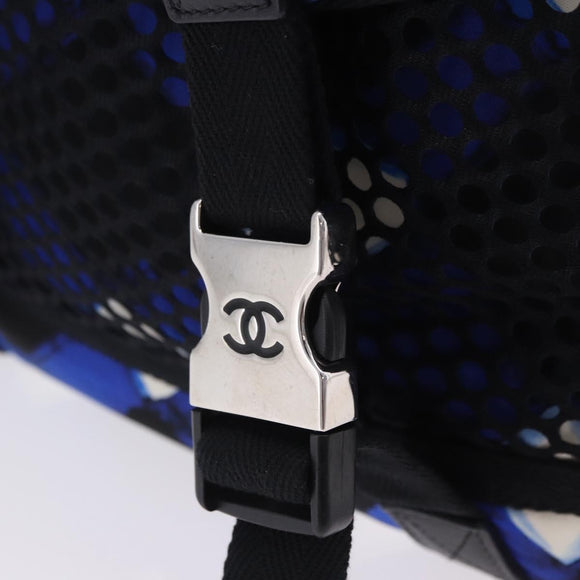 CHANEL Airline Tote Bag Nylon 2way Blue Silver CC Auth ka6246V