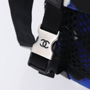 CHANEL Airline Tote Bag Nylon 2way Blue Silver CC Auth ka6246V-23
