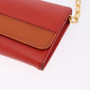 PRADA Chain Shoulder Wallet Saffiano Leather Orange Gold Tone Auth ka6249-18