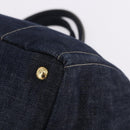 PRADA Canapa GM Hand Bag Denim Blue Gold Tone Auth ka6253V-15