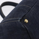 PRADA Canapa GM Hand Bag Denim Blue Gold Tone Auth ka6253V-16