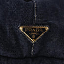 PRADA Canapa GM Hand Bag Denim Blue Gold Tone Auth ka6253V-18