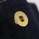 PRADA Canapa GM Hand Bag Denim Blue Gold Tone Auth ka6253V-19