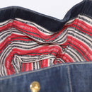 PRADA Canapa GM Hand Bag Denim Blue Gold Tone Auth ka6253V-21