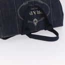 PRADA Canapa GM Hand Bag Denim Blue Gold Tone Auth ka6253V-6