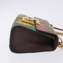 GUCCI GG Supreme Padlock Chain Shoulder Bag PVC Beige Gold 409487 Auth ka6254V-3