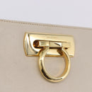 Salvatore Ferragamo Gancini Chain Shoulder Bag Leather White Gold Auth ka6255-18