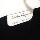 Salvatore Ferragamo Gancini Chain Shoulder Bag Leather White Gold Auth ka6255-22
