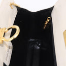 Salvatore Ferragamo Gancini Chain Shoulder Bag Leather White Gold Auth ka6255-24