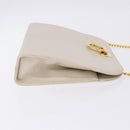 Salvatore Ferragamo Gancini Chain Shoulder Bag Leather White Gold Auth ka6255-5
