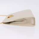 Salvatore Ferragamo Gancini Chain Shoulder Bag Leather White Gold Auth ka6255-7