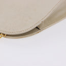 Salvatore Ferragamo Gancini Chain Shoulder Bag Leather White Gold Auth ka6255-8
