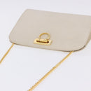 Salvatore Ferragamo Gancini Chain Shoulder Bag Leather White Gold Auth ka6255-9