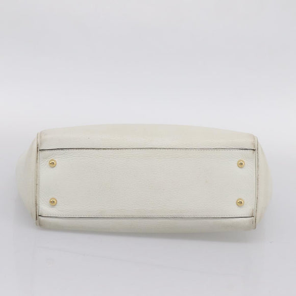 LOEWE Tote Bag Leather White Gold Tone Auth ka6256