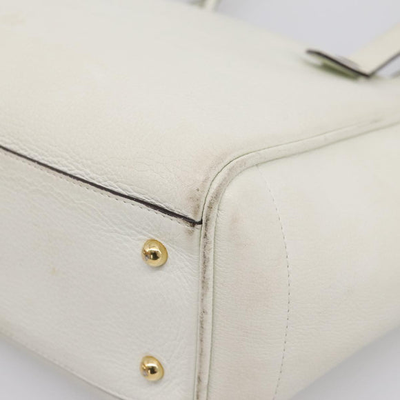 LOEWE Tote Bag Leather White Gold Tone Auth ka6256