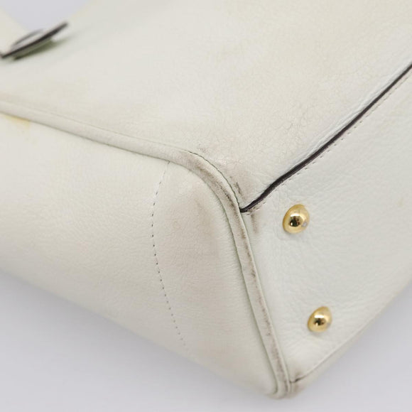 LOEWE Tote Bag Leather White Gold Tone Auth ka6256