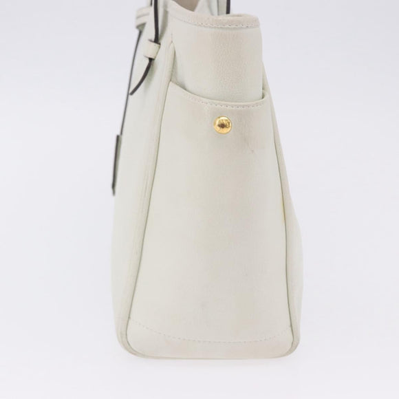 LOEWE Tote Bag Leather White Gold Tone Auth ka6256
