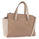 Miu Miu Hand Bag Leather 2way Beige Auth ka6259V-1