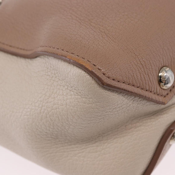 Miu Miu Hand Bag Leather 2way Beige Auth ka6259V