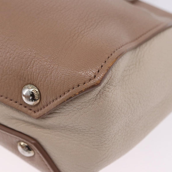 Miu Miu Hand Bag Leather 2way Beige Auth ka6259V