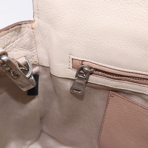 Miu Miu Hand Bag Leather 2way Beige Auth ka6259V