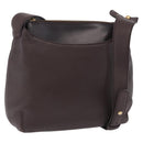LOEWE Shoulder Bag Leather Dark Brown Gold Tone Auth ka6261A-1
