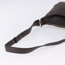 LOEWE Shoulder Bag Leather Dark Brown Gold Tone Auth ka6261A-10