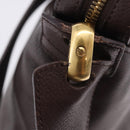 LOEWE Shoulder Bag Leather Dark Brown Gold Tone Auth ka6261A-21