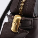 LOEWE Shoulder Bag Leather Dark Brown Gold Tone Auth ka6261A-22