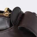 LOEWE Shoulder Bag Leather Dark Brown Gold Tone Auth ka6261A-23