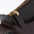 LOEWE Shoulder Bag Leather Dark Brown Gold Tone Auth ka6261A-24