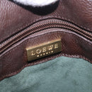 LOEWE Shoulder Bag Leather Dark Brown Gold Tone Auth ka6261A-25