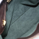 LOEWE Shoulder Bag Leather Dark Brown Gold Tone Auth ka6261A-11