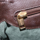 LOEWE Shoulder Bag Leather Dark Brown Gold Tone Auth ka6261A-28