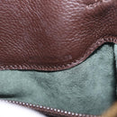 LOEWE Shoulder Bag Leather Dark Brown Gold Tone Auth ka6261A-12