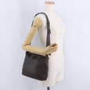 LOEWE Shoulder Bag Leather Dark Brown Gold Tone Auth ka6261A-31