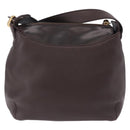 LOEWE Shoulder Bag Leather Dark Brown Gold Tone Auth ka6261A-3