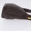 LOEWE Shoulder Bag Leather Dark Brown Gold Tone Auth ka6261A-4