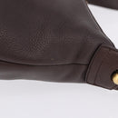 LOEWE Shoulder Bag Leather Dark Brown Gold Tone Auth ka6261A-5