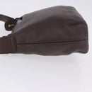 LOEWE Shoulder Bag Leather Dark Brown Gold Tone Auth ka6261A-6