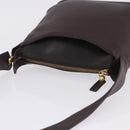 LOEWE Shoulder Bag Leather Dark Brown Gold Tone Auth ka6261A-9