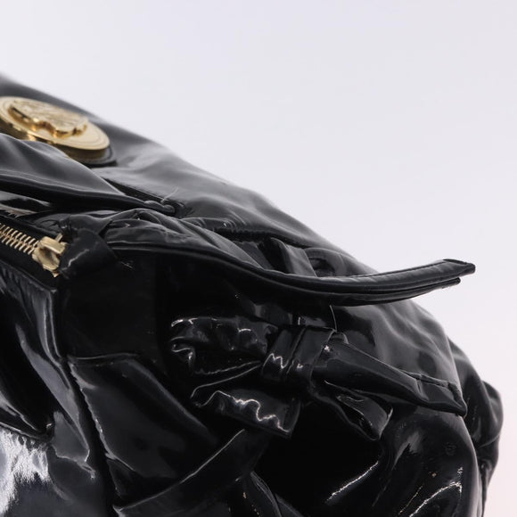 GUCCI Histeria Hand Bag Patent Black 197020 Auth ka6264