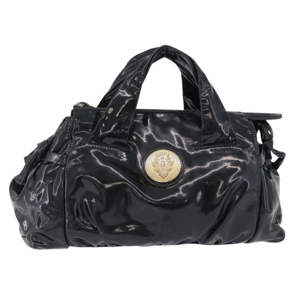 GUCCI Histeria Hand Bag Patent Black 197020 Auth ka6264