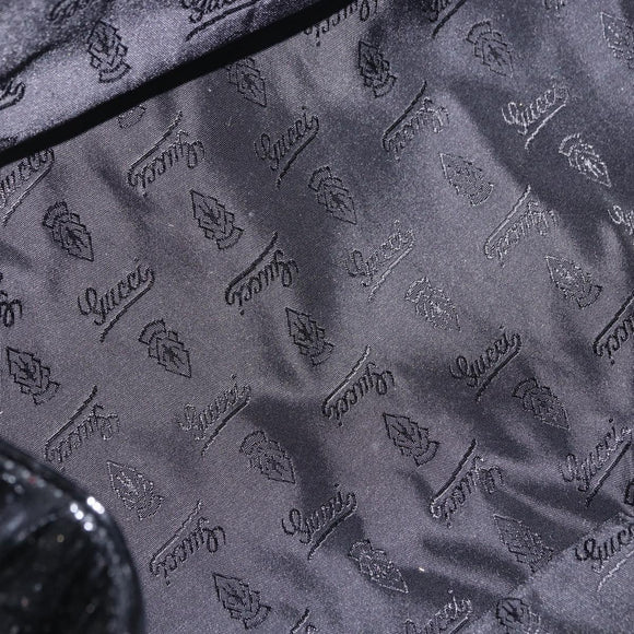 GUCCI Histeria Hand Bag Patent Black 197020 Auth ka6264