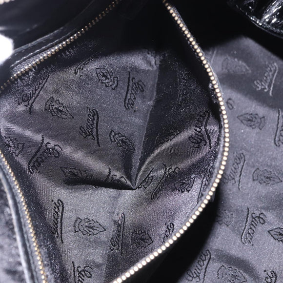GUCCI Histeria Hand Bag Patent Black 197020 Auth ka6264