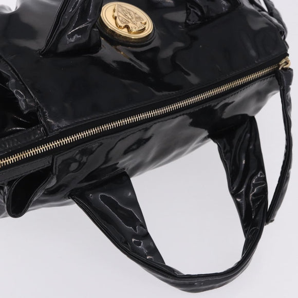 GUCCI Histeria Hand Bag Patent Black 197020 Auth ka6264