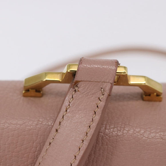 Miu Miu Hand Bag Leather 2way Pink Gold Tone Auth ka6266A