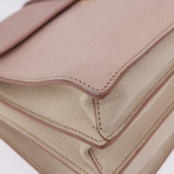 Miu Miu Hand Bag Leather 2way Pink Gold Tone Auth ka6266A