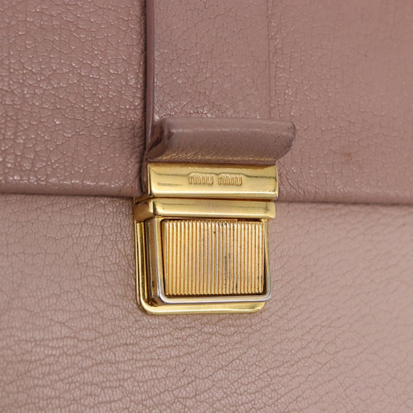 Miu Miu Hand Bag Leather 2way Pink Gold Tone Auth ka6266A