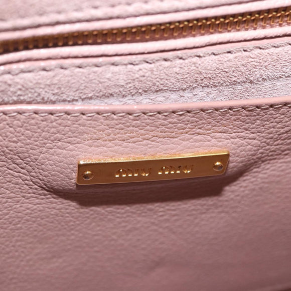 Miu Miu Hand Bag Leather 2way Pink Gold Tone Auth ka6266A